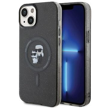 Karl Lagerfeld Karl&Choupette Glitter MagSafe crna maskica za iPhone 15 Plus