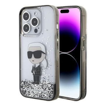 Karl Lagerfeld Karl Lagerfeld Liquid Glitter Ikonik maska za iPhone 15 Pro - prozirna
