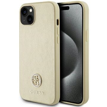 Guess Futrola Guess Leather 4G Metal Logo Strass za iPhone 15 - Zlatna