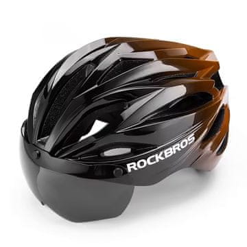 ROCKBROS Rockbros biciklistička kaciga s vizirom i odvojivim UV naočalama, unisex, crna/smeđa