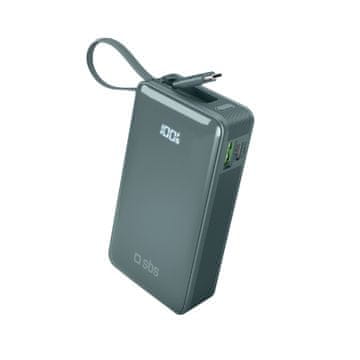 SBS Powerbank SBS 10000 mAh 20W s ugrađenim USB-C kabelom, LCD - siva