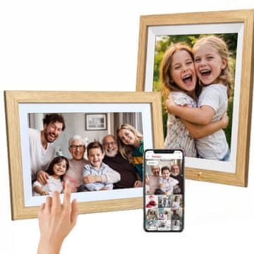 10.1" Digitalni foto okvir Wozinsky WRC-32 s aplikacijom Frameo i 32 GB - svijetlo smeđa