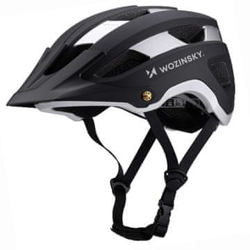 WOZINSKY Wozinsky MTB kaciga s skidivim vizirom, L, crna/srebrna