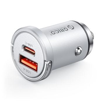 Orico Orico MiniRing Pro 45W auto punjač, USB-A + USB-C - srebrni