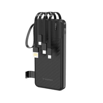 WOZINSKY Wozinsky W11-B powerbank 10000mAh, 10W, s kabelima i svjetiljkom - crna