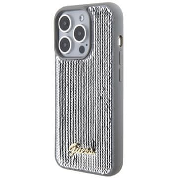Guess Guess Futrola Za Iphone 15 Pro Max 6.7, Metalna, Sa Šljokicama I Natpisima, Visoka Zaštita