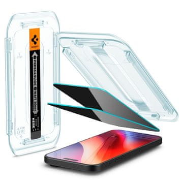 Spigen Kaljeno staklo za privatnost s okvirom za montažu za iPhone 16 Pro Max - 2 kom.