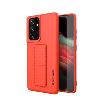 WOZINSKY Wozinsky Kickstand maska silikonska maska s postoljem za Samsung Galaxy S21 Ultra 5G crvena