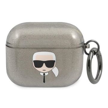 Karl Lagerfeld Karl Lagerfeld Glitter Karl's Head futrola za AirPods 3 - crna