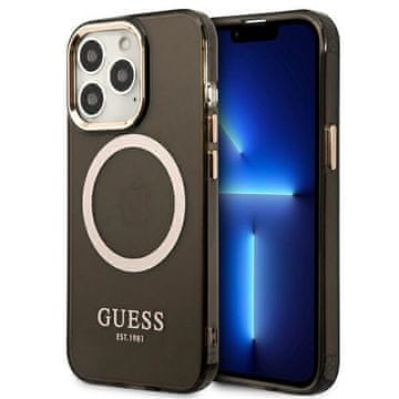 Guess Futrola za iPhone 13 Pro Max MagSafe Gold Outline prozirno crna