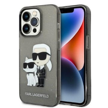 Karl Lagerfeld Karl Lagerfeld etui Glitter Karl & Choupette za iPhone 14 Pro, crni