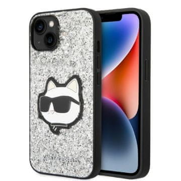 Karl Lagerfeld Glitter Choupette srebrna maskica za iPhone 14 Plus