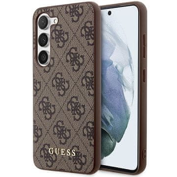 Guess Metalna maskica za Samsung Galaxy S23 sa zlatnim logom, smeđa