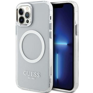 Guess Futrola za iPhone 12 Metal Outline MagSafe srebrna