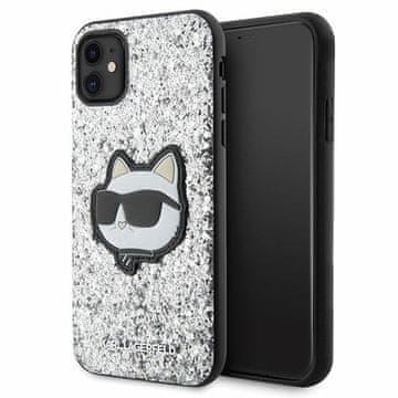 Karl Lagerfeld Karl Lagerfeld Glitter Choupette Patch maska za iPhone 11 / Xr 6.1" - srebrna