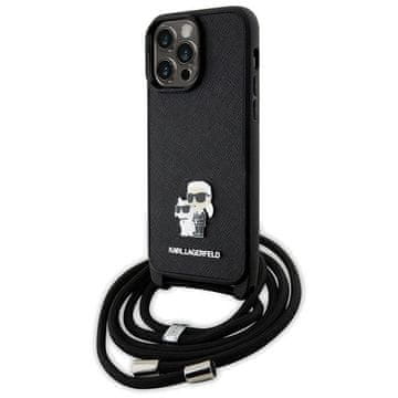 Karl Lagerfeld Karl Lagerfeld Strip Saffiano Pin maska za iPhone 14 Pro Max - crna