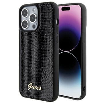 Guess Futrola sa šljokicama i skriptama, metalna, crna