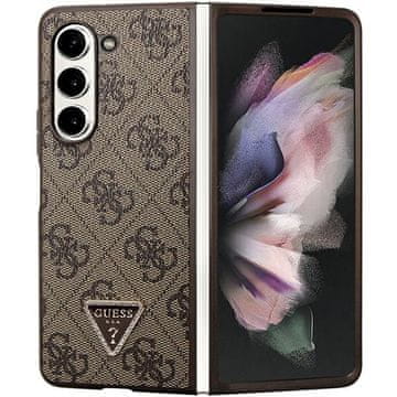 Guess Futrola Guess Leather 4G Triangle Strass za Samsung Galaxy Z Fold 5 - smeđa
