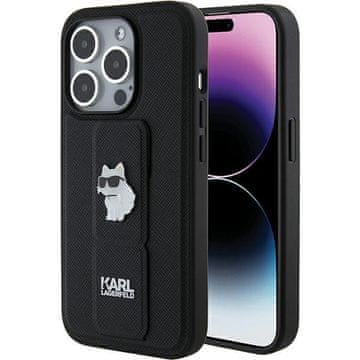 Karl Lagerfeld Karl Lagerfeld Gripstand Saffiano futrola s Choupette Pins za iPhone 15 Pro Max - crna