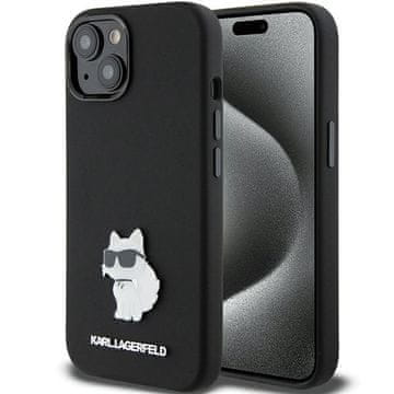 Karl Lagerfeld Karl Lagerfeld Silicone Choupette Metal Pin futrola za iPhone 15 Plus / 14 Plus - crna