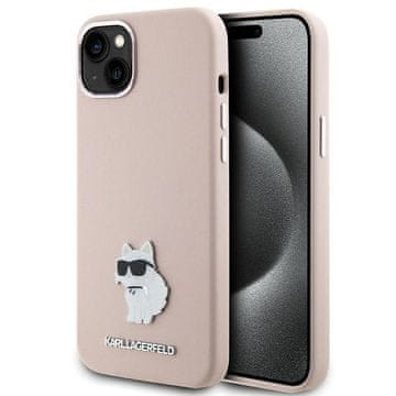 Karl Lagerfeld Karl Lagerfeld Silicone Choupette Metal Pin futrola za iPhone 15 Plus / 14 Plus - Roza