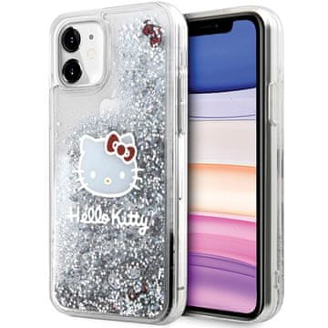 HELLO KITTY tekuća glitter maskica s glavom mačića, srebrna, za iPhone 11