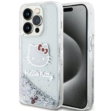 HELLO KITTY Futrola za iPhone 15 Pro s tekućim šljokicama , srebrna