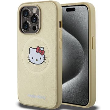 HELLO KITTY Kožna maskica MagSafe za iPhone 15 Pro zlatne boje