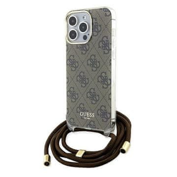 Guess Futrola za iPhone 15 Pro Max Crossbody kabel 4G s printom, smeđa