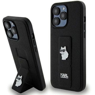 Karl Lagerfeld Karl Lagerfeld Gripstand Saffiano Choupette Pins maska za iPhone 13 Pro Max - crna