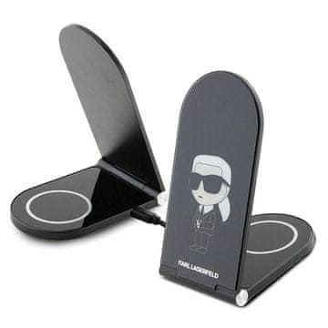 Karl Lagerfeld Karl Lagerfeld Ikonik MagSafe 15W Indukcijski punjač, Sklopivi 2u1 - crni