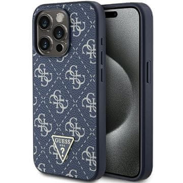 Guess Guess 4G Triangle Metal Logo maska za iPhone 15 Pro - plava