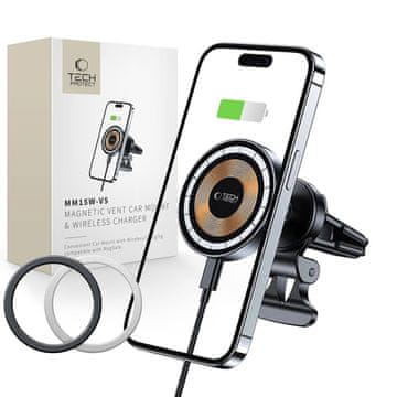 Tech-protect Tech-Protect MM15W-V5 auto držač MagSafe 15W s indukcijskim punjačem za ventilaciju - crni