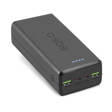 SBS Powerbank SBS TTBB30000PD20K, 30000 mAh, 2x USB-C, 2x USB-A, crni
