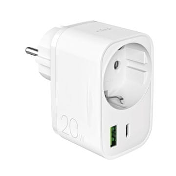 Puro Puro 20W PD punjač sa Schuko utičnicom, 1xUSB-C + 1xUSB-A, bijeli