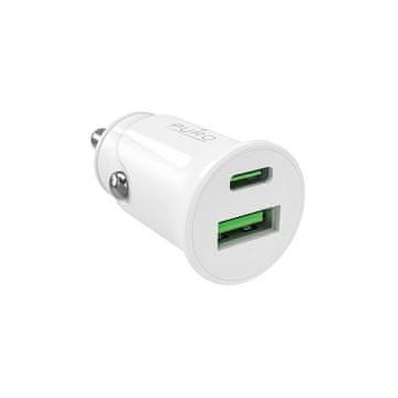 Puro Puro Pro Lite auto punjač 2xUSB, 20W PD, bijeli