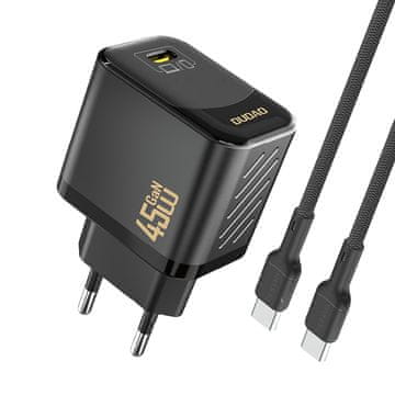 DUDAO Dudao A28C 45W GaN zidni punjač + USB-C kabel, crni