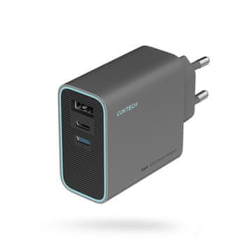 slomart Cuktech 65W GaN zidni punjač 2x USB-C, 1x USB-A - siva