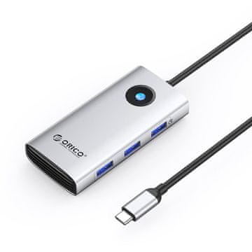 Orico Orico PW11 USB-C Docking Station, 6u1, 3x USB-A 3.0, USB-C, PD 100W, HDMI 4K@30Hz, srebrna