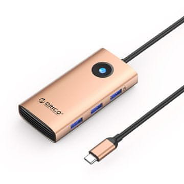 Orico Orico PW11 USB-C Docking Station, 6u1, 3x USB-A 3.0, PD 100W, HDMI 4K@30Hz, RJ45 Gigabit, rose gold