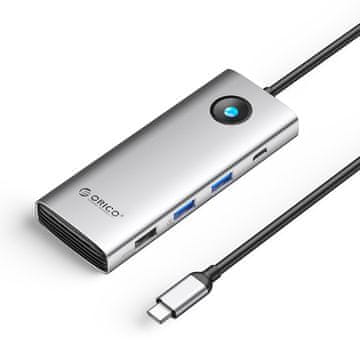 Orico Orico PW11 USB-C Docking Station, 8u1, 2x USB-A 3.0, USB-A 2.0, USB-C, PD 100W, HDMI 4K@60Hz, VGA, RJ45, srebrna