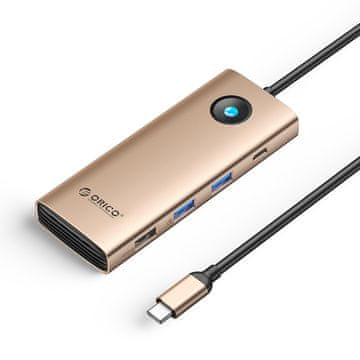 Orico Orico PW11 USB-C Docking Station 8u1, 2x USB-A 3.0, HDMI 4K 60Hz, PD 100W, Rose Gold