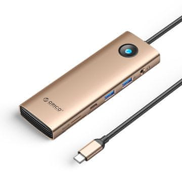 Orico Orico PW11 USB-C Docking Station 9u1, 2x USB-A 3.0, HDMI 4K 60Hz, 2.5G Ethernet, Rose Gold