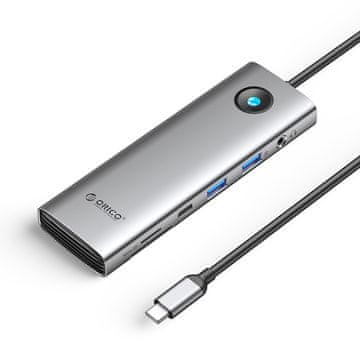 Orico Orico PW11 USB-C Docking Station 9u1, 2x USB-A 3.0, HDMI 4K 60Hz, 2.5G Ethernet, Siva