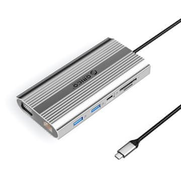 Orico Orico XDR 12u1 USB-C Docking Station, 4K 30Hz, PD 100W, Srebrni