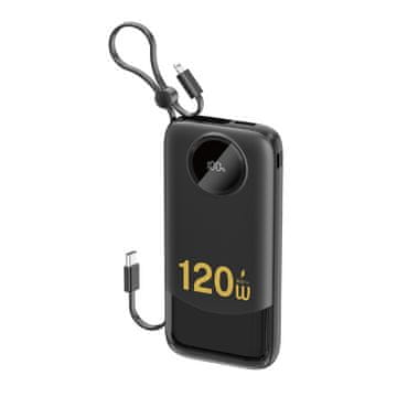 DUDAO Dudao K13 10000mAh power bank s ugrađenim kabelom, crni