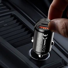 DUDAO Dudao R3MAX 48W QC PD mini auto punjač - Crni