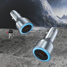 DUDAO Dudao R4Ultra 120W PD QC LED auto punjač USB-A USB-C - siva