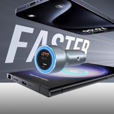 DUDAO Dudao R4Ultra 120W PD QC LED auto punjač USB-A USB-C - siva