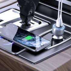 DUDAO Dudao R4Ultra 120W PD QC LED auto punjač USB-A USB-C - siva